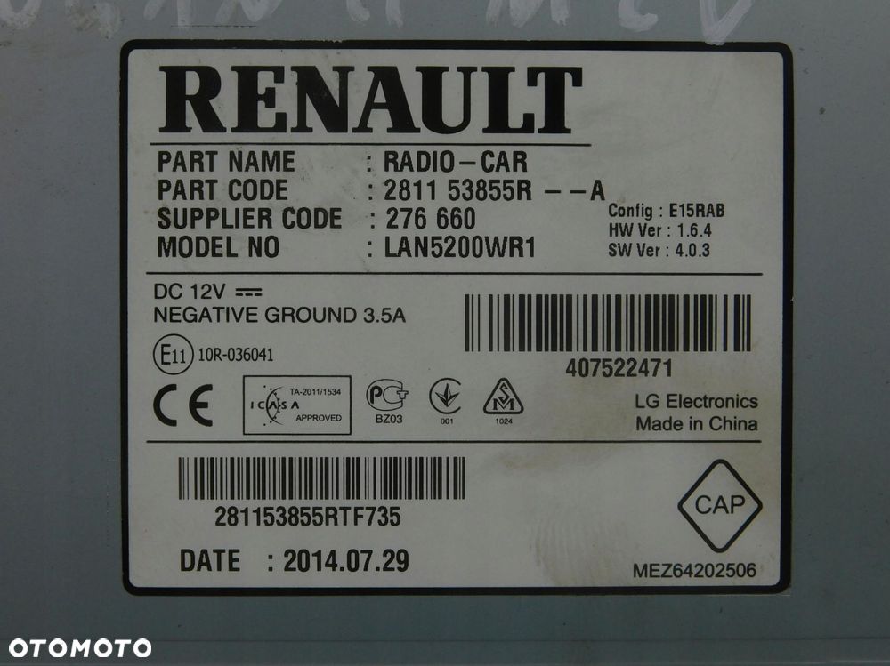 281153855R Radio Navi Aux Usb Dacia Dokker 1.5 Dci 2012-2021 - 6