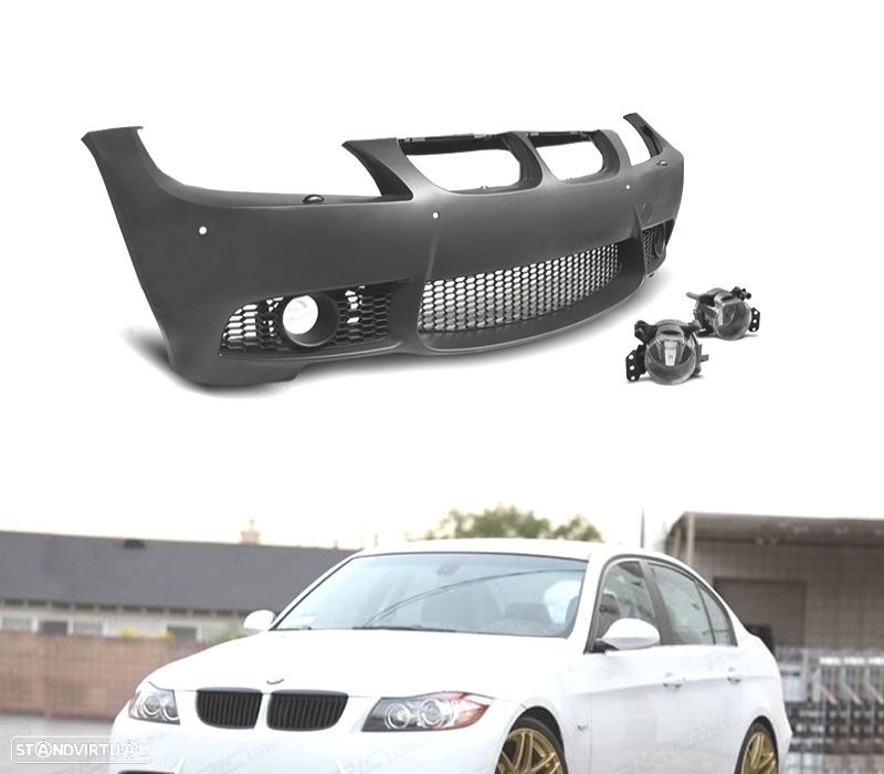 PÁRA-CHOQUES BMW E90 E91 COM LAVA FARÓIS E PDC + FARÓIS DE NEVOEIRO - 1