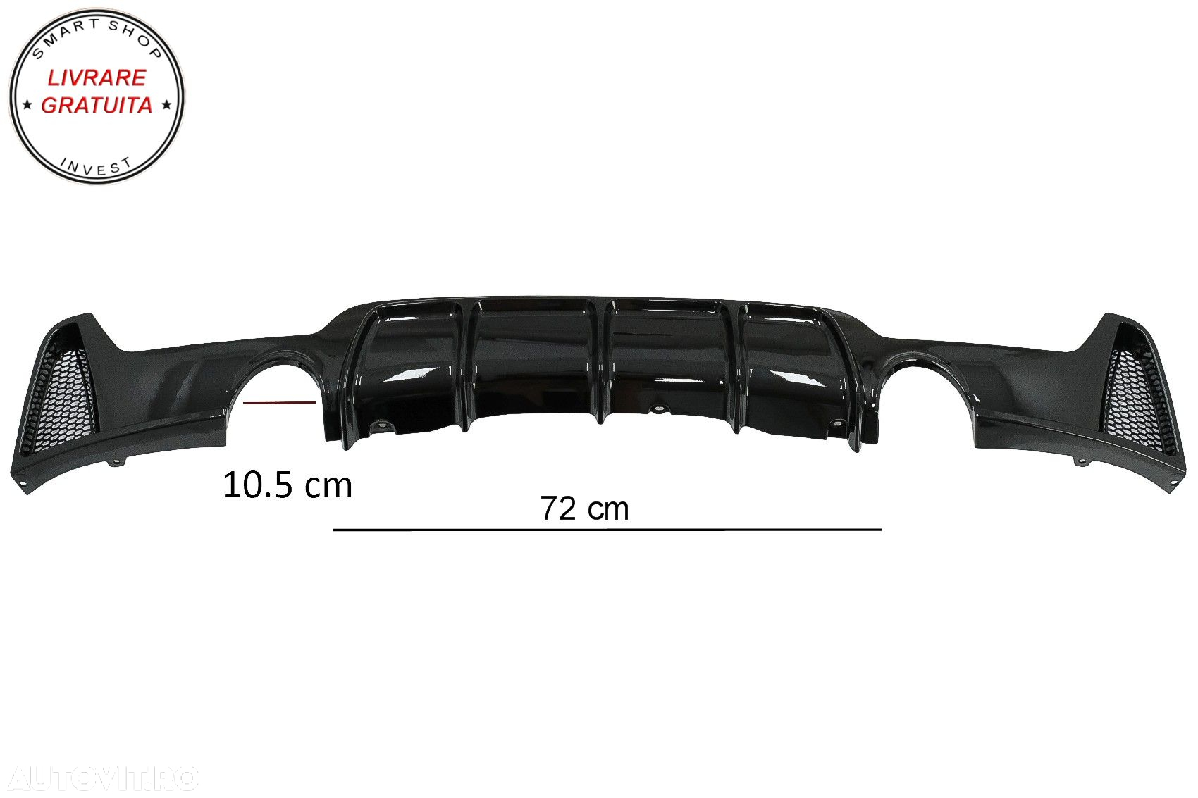 Difuzor Bara Spate Cu Evacuare Dubla BMW Seria 4 F32 F33 F36 (2013-2019) Negru Luc- livrare gratuita - 3
