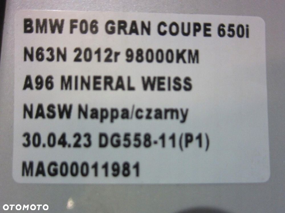 BMW 6 F06 COUPE DRZWI LEWE TYLNE TYŁ LEWY A96 MINERAL WEISS BIAŁE 7294993 - 9