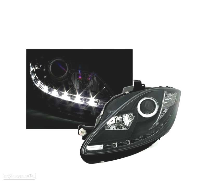 FARÓIS SEAT LEON ALTEA 09-12 TRU DRL LUZ DIURNA REAL FUNDO PRETO - 2