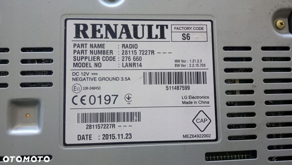 radio nawigacja gps renault kadjar 281157227r - 1