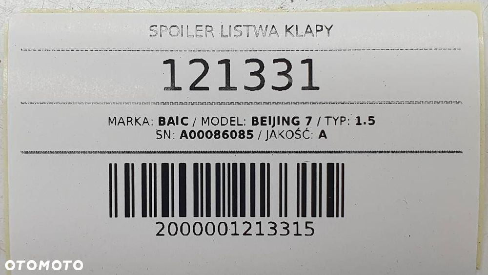 SPOILER LISTWA BLENDA KLAPY TYŁ BAIC BEIJING 7 X75 2024 - 9