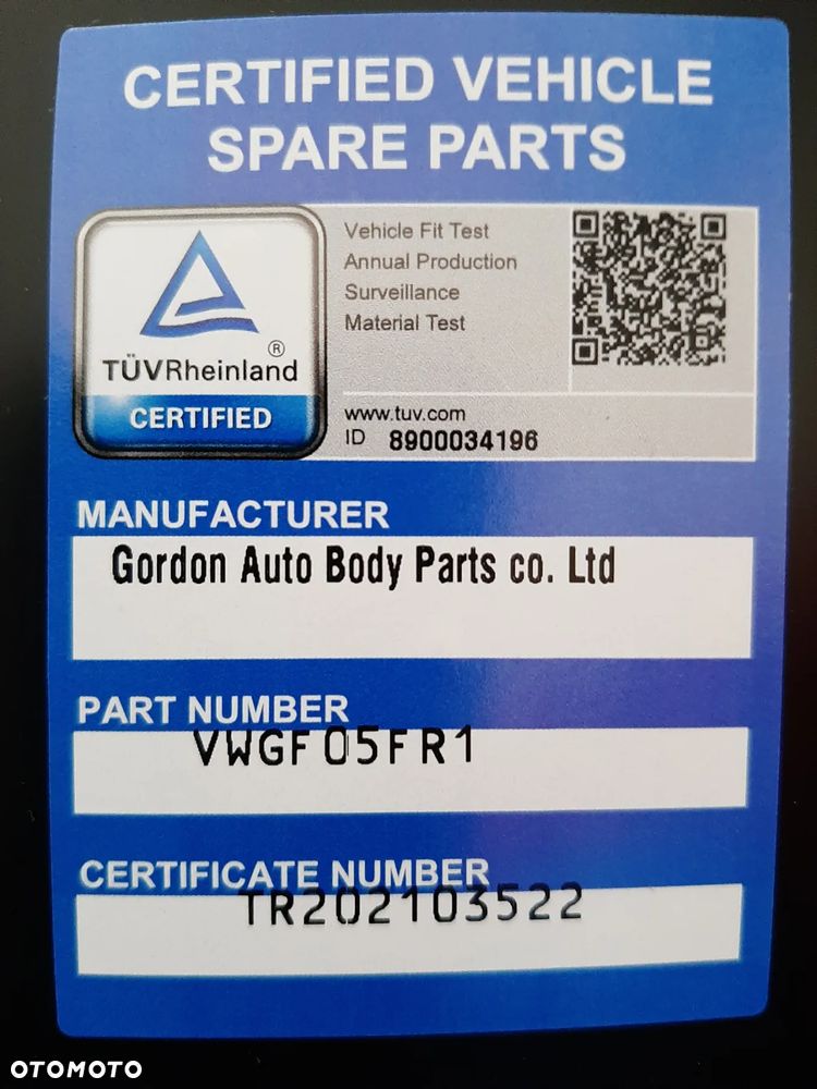 Błotnik Przód PRAWY Golf V 5 Kod Lakieru La7w - 2