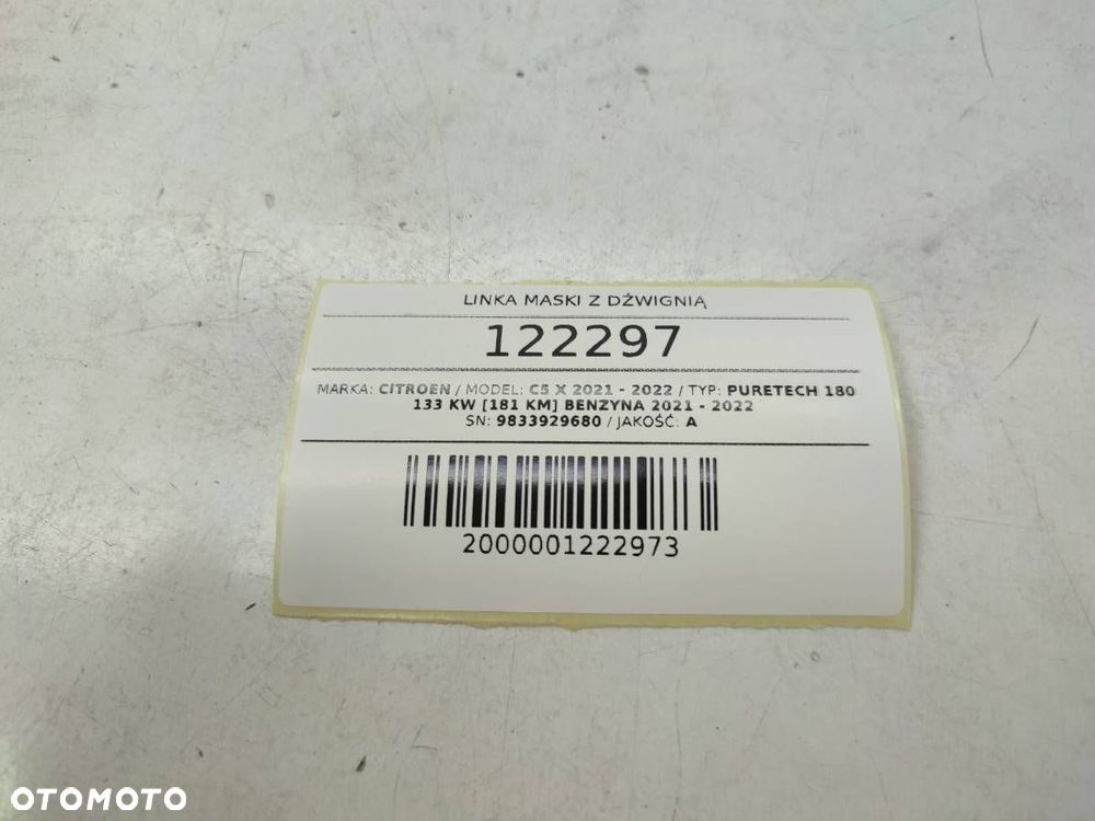 LINKA RĄCZKA CIĘGNO KLAMKA OTWIERANIA MASKI CITROEN C5 X 9833929680 - 6