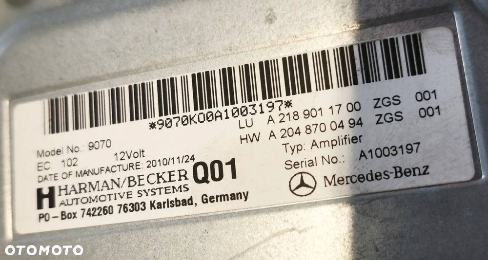 MERCEDES CLS W218 11r WZMACNIACZ AUDIO HARMAN A2189011700 - 3