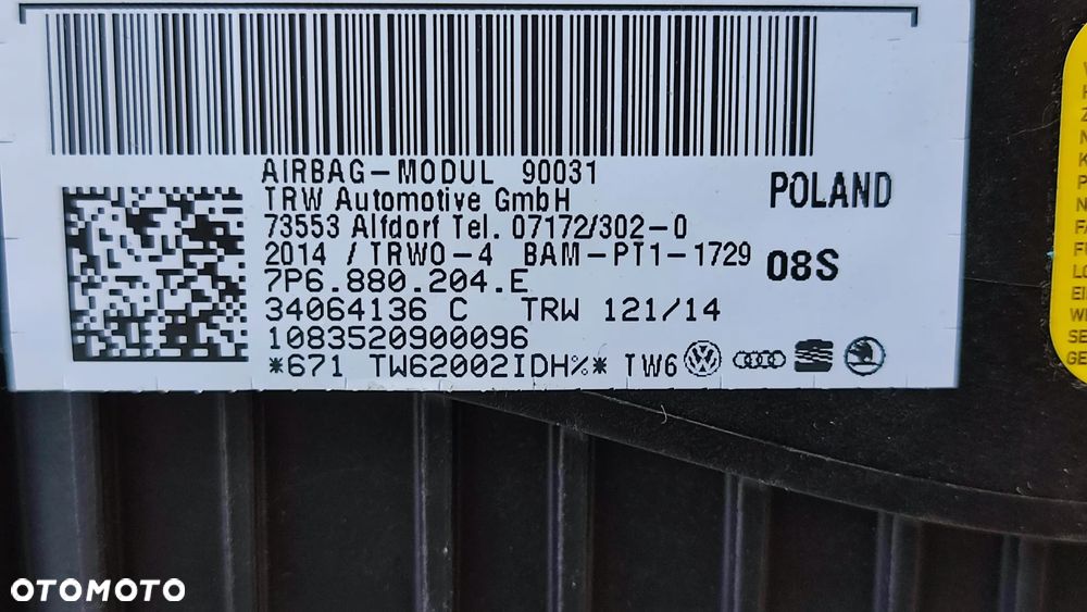 VW TOUAREG 7P 10-18R AIR BAG PODUSZKA PASAZERA 7P6880204 E 7P6880204E - 5