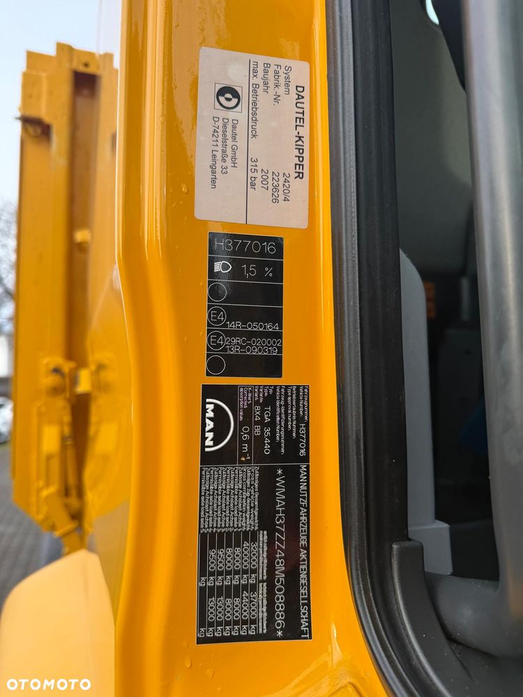 MAN 35.440 TGA wywrotka 8x4, 3-str. DAUTEL, BORDMATIC, 414 t.km., 20 TON! - 13