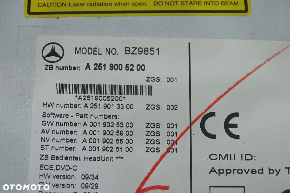 Mercedes R-Klasa W251 R251 Radio radioodtwarzacz NAVI nawigacja  A2519005200 - 8