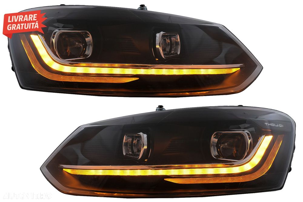 Pachet Exterior cu Faruri si Stopuri VW Polo 6R 6C (2009-2017) R-Line Design Semna- livrare gratuita - 8