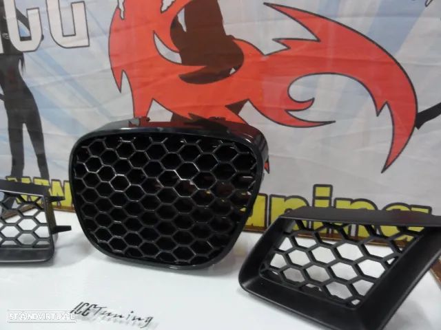 Kit 3 Grelhas (Frontal e laterais) em favo de mel para Seat Ibiza 6L 2002-2008 tipo Cupra em plástico ABS. - 6