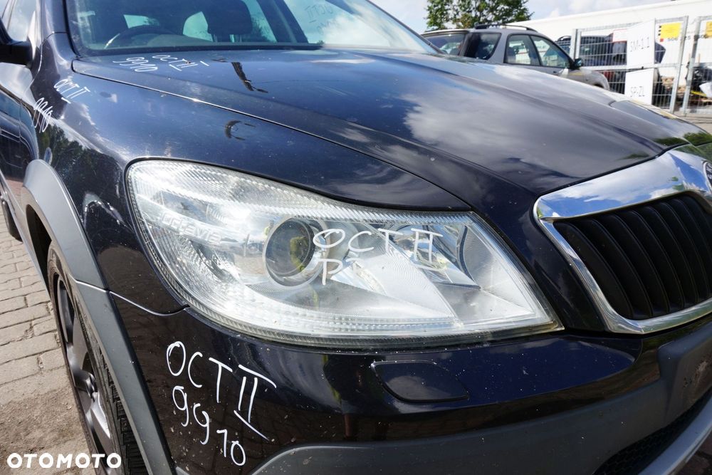 MASKA ZDERZAK BŁOTNIKI LAMPY OCTAVIA II 1Z5 LIFT 9910 SCOUT XENON UK SKODA 2008-2013 CZARNY PRZÓD KOMPLETNY - 23