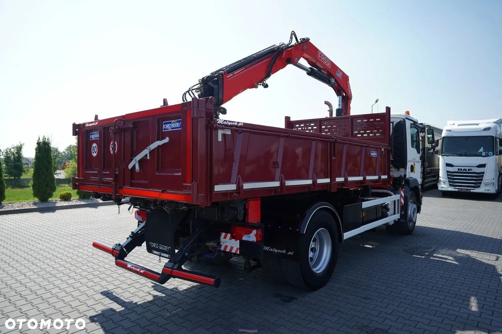 MAN TGM 18.340 / 4X2 / WYWROTKA 3 STRONNA / HYDROBURTA / BORDMATIC + HDS FASSI F165.0.22 / ROTATOR / CHWYTAK / PILOT / EURO 6 - 14