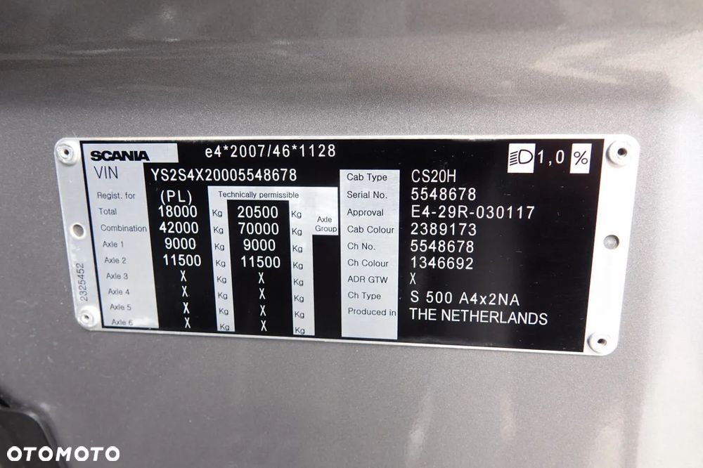 Scania S 500 / RETARDER / KLIMA POSTOJOWA / ALUFELGI / SKÓRY / OPONY 100% / ZBIORNIKI 1 400 L - 36