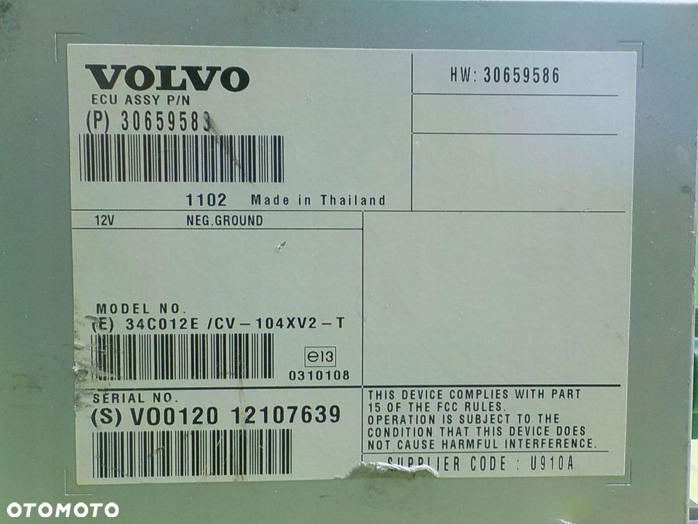 VOLVO S60 II 11r 2.0 D3 KOMBI wzmacniacz radia 30659583 - 4