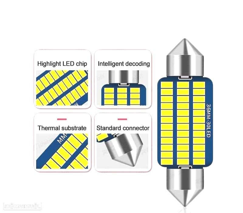 LÂMPADA LED CANBUS MATRÍCULA HABITACULO 36 MM 30 LEDS - 1
