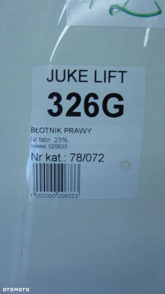 NISSAN JUKE F15 LIFT BŁOTNIK PRAWY PRZÓD 326 326G 14- - 6