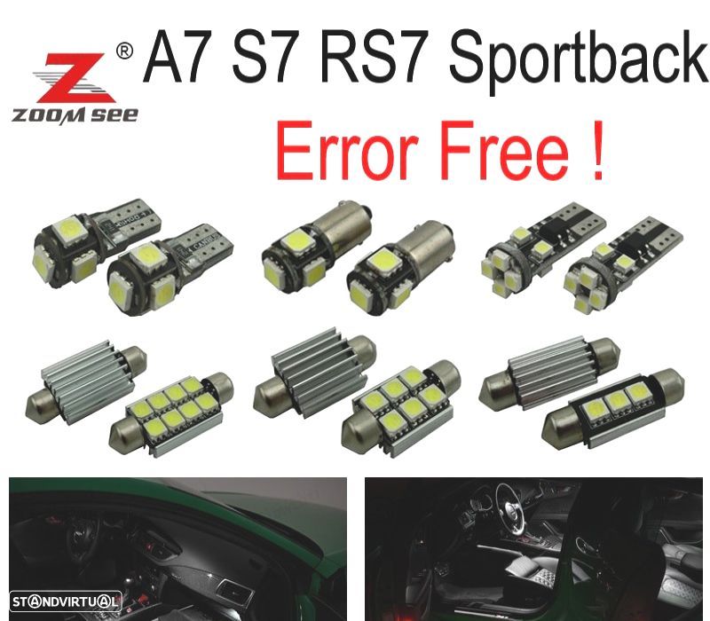 KIT COMPLETO DE 18 LÂMPADAS LED INTERIOR PARA AUDI A7 S7 RS7 SPORTBACK 2012 + - 1