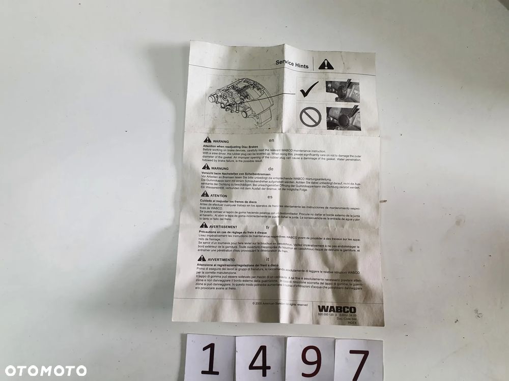 Zestaw naprawczy zacisku hamulcowego Wabco PAN17 12999580VT - 5