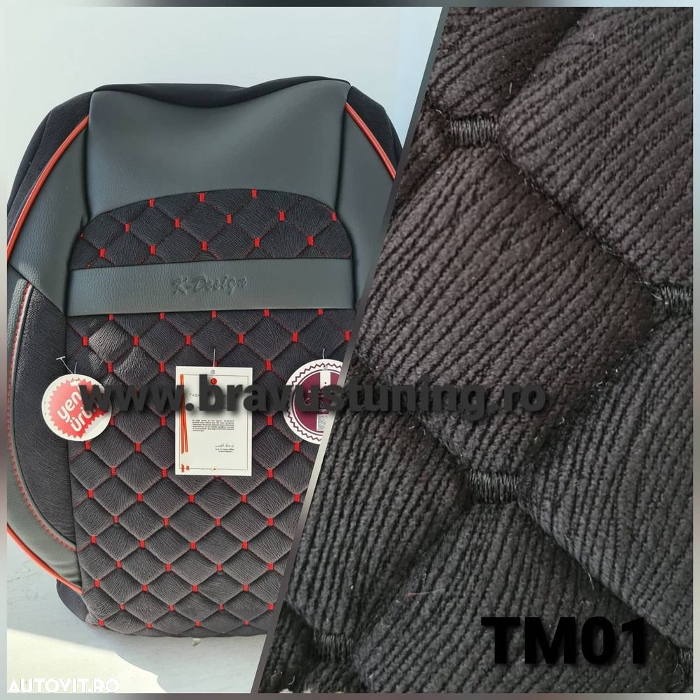 Huse scaun auto DEDICATE Touran 5 locuri individuale PIELE ECO/STOFĂ - 6