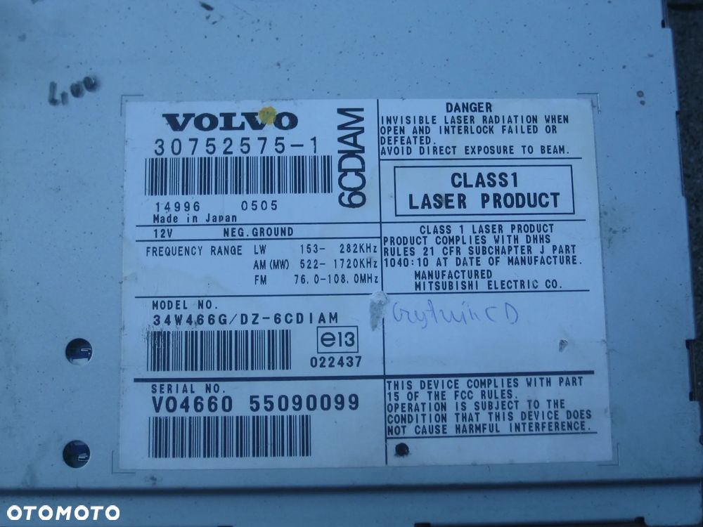 volvo s40 v50 04-07r radio zmieniarka 6cd 30752575 1 - 3