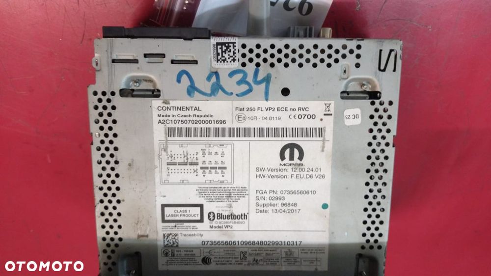 RADIO KOD DUCATO JUMPER BOXER 14- 07356560610 NO 925/358 - 2