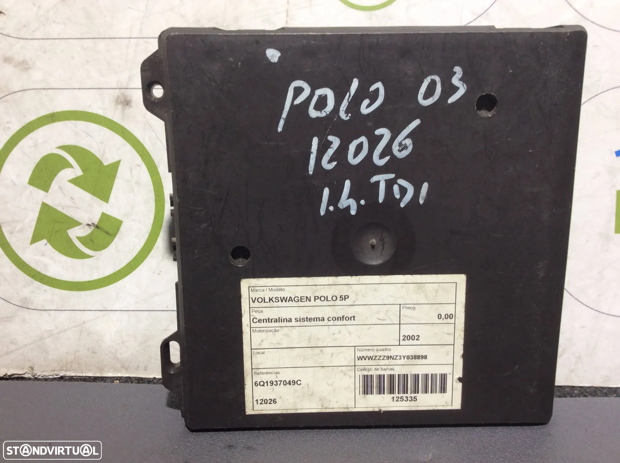 Centralina do Comando Sistema Confort VW Polo 1.4TDi ano 2001 a 2014   6Q1937049C - 2