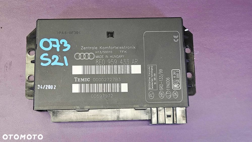 Moduł 8E0959433AR Komfortu Sterownik Komputer 433 AR Audi A4 S4 B6 B7 - 1