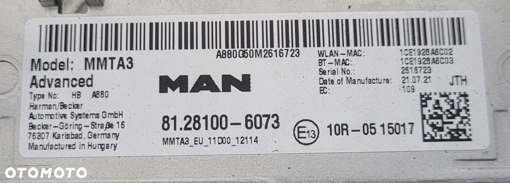 RADIO MAN EURO 6 MMTP3 81.28100-6073 - 2