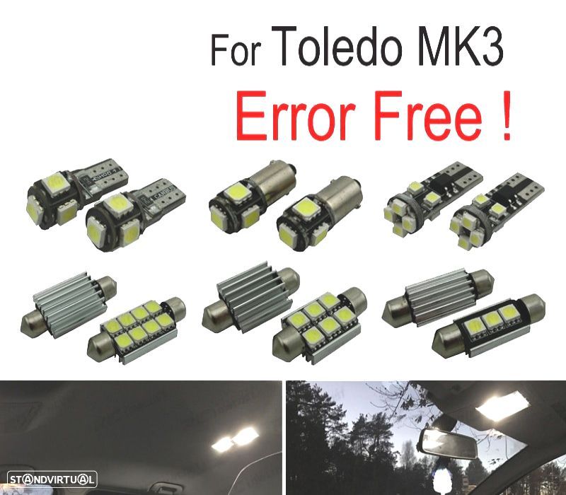 KIT COMPLETO 12 LAMPADAS LED INTERIOR PARA SEAT TOLEDO MK3 5P 5P2 05-09 - 1