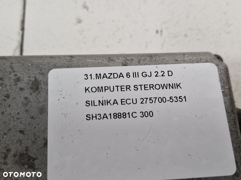 MAZDA 6 III GJ 2.2 D KOMPUTER STEROWNIK SILNIKA ECU 275700-5351 SH3A18881C - 3