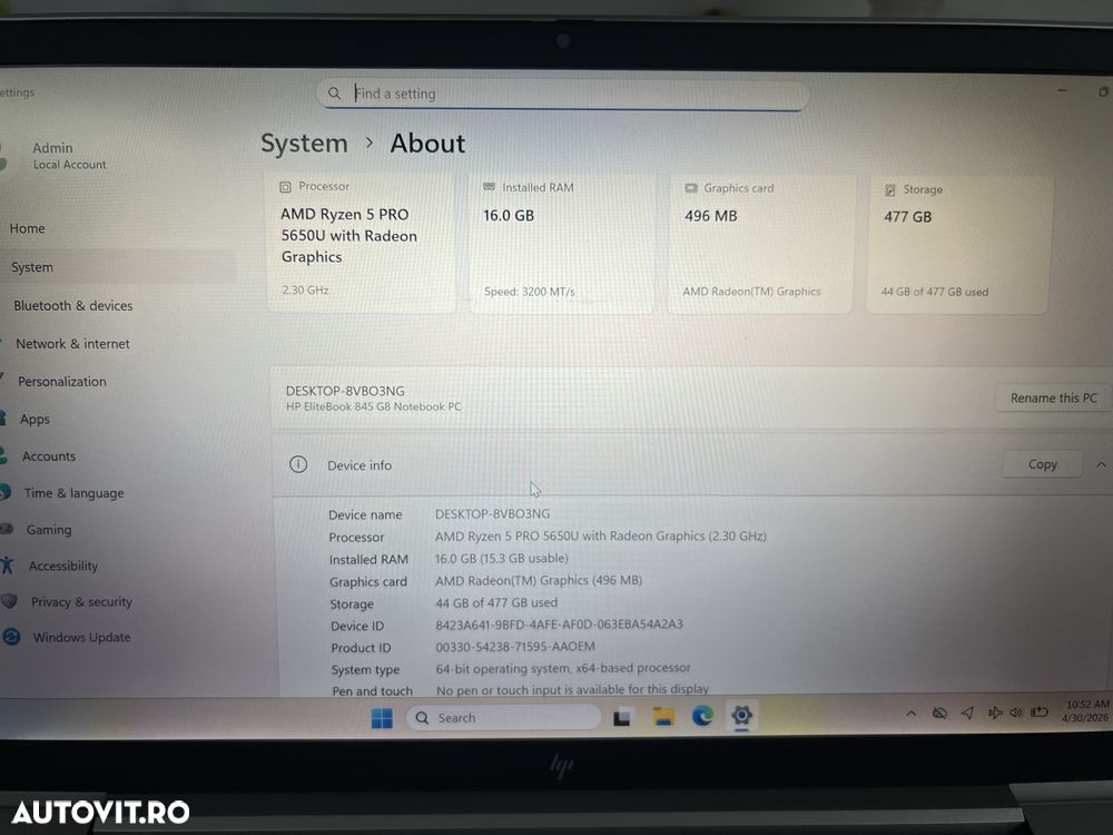 Hp Elitebook 840 G8 512Gb 16Gb AMD Ryzen 5 Pro - 3