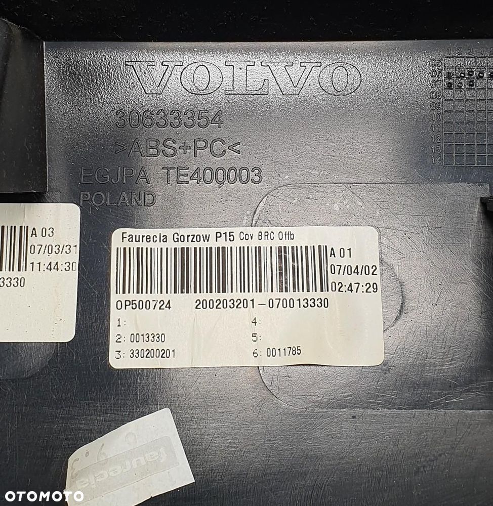 OSŁONA ZAGŁÓWKÓW KAPOTAŻU VOLVO C70 II 30633354 - 10