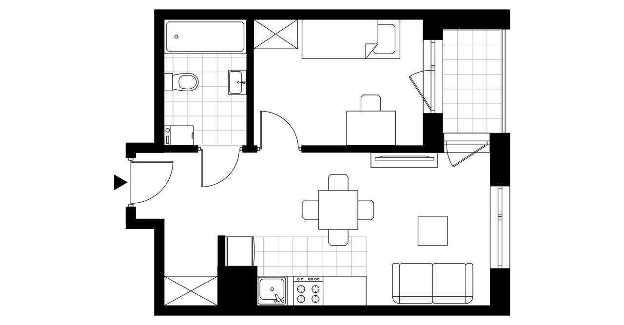 2-pokojowe mieszkanie 34m2 + loggia Bezpośrednio - Pełny obrazek: 2/22