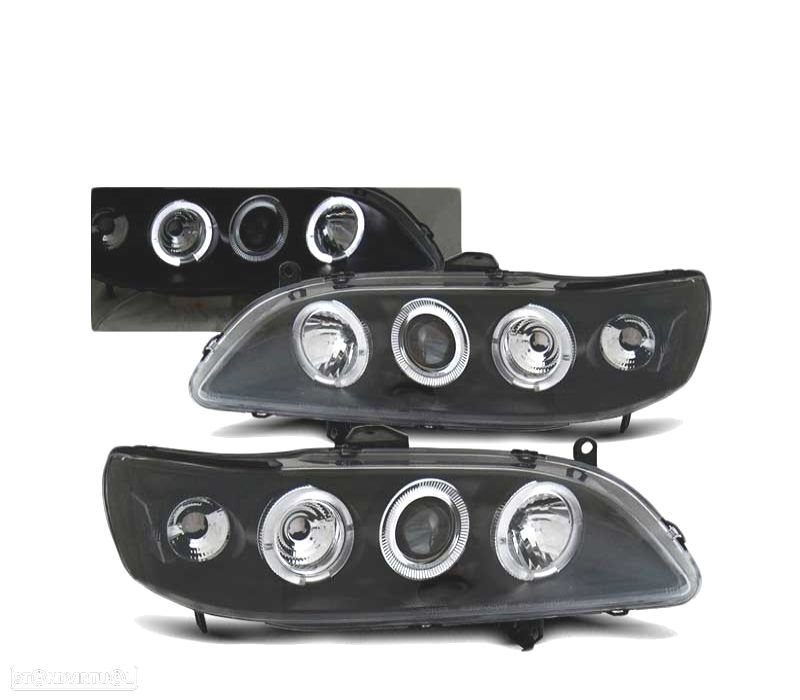FARÓIS ANGEL EYES PARA HONDA ACCORD 98-02 EUA BLACK PRETO - 2