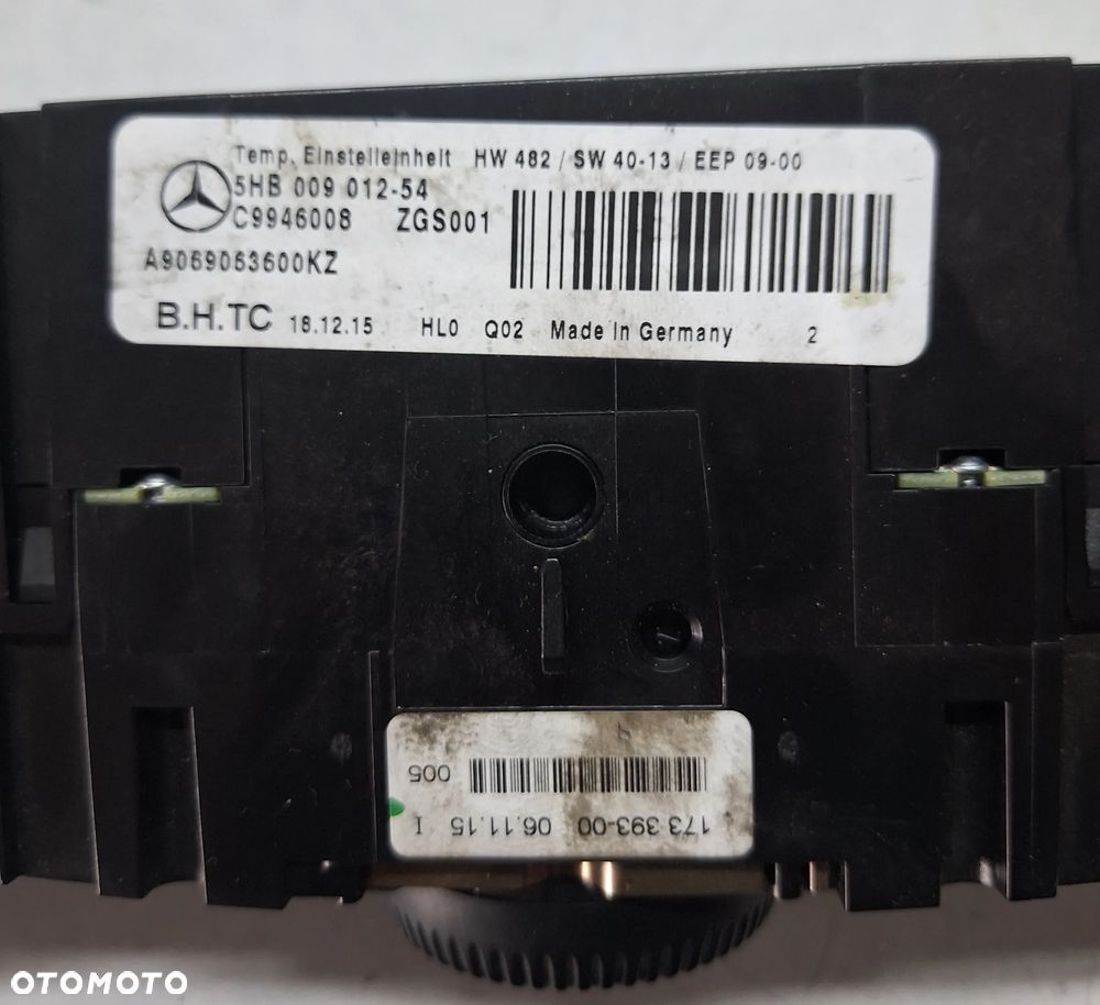 Panel klimatyzacji Mercedes-Benz Sprinter W906 - A9069063600 - 2
