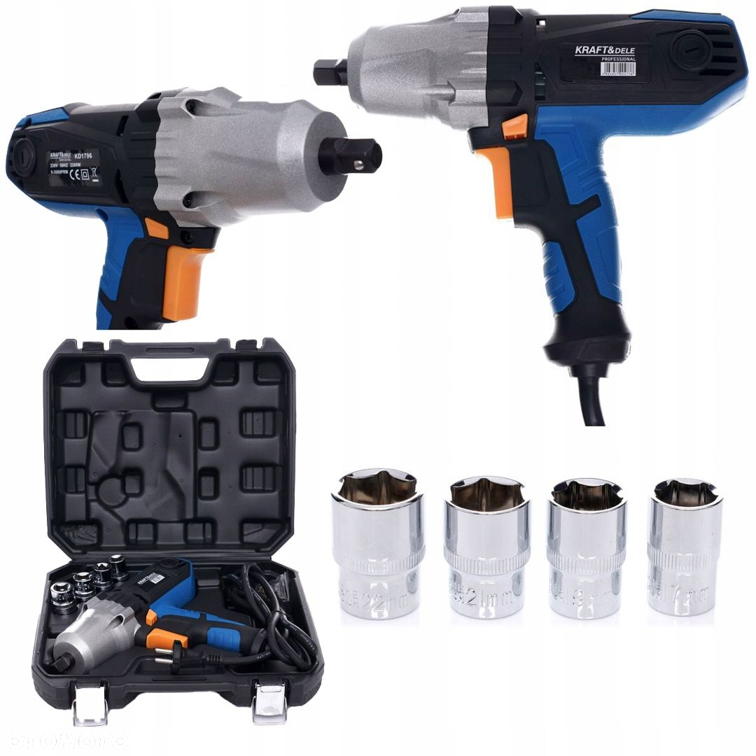 ELEKTRYCZNY KLUCZ UDAROWY 2200W 700Nm 1/2" DO KÓŁ WALIZNA  NASADKI KRAFT - 2