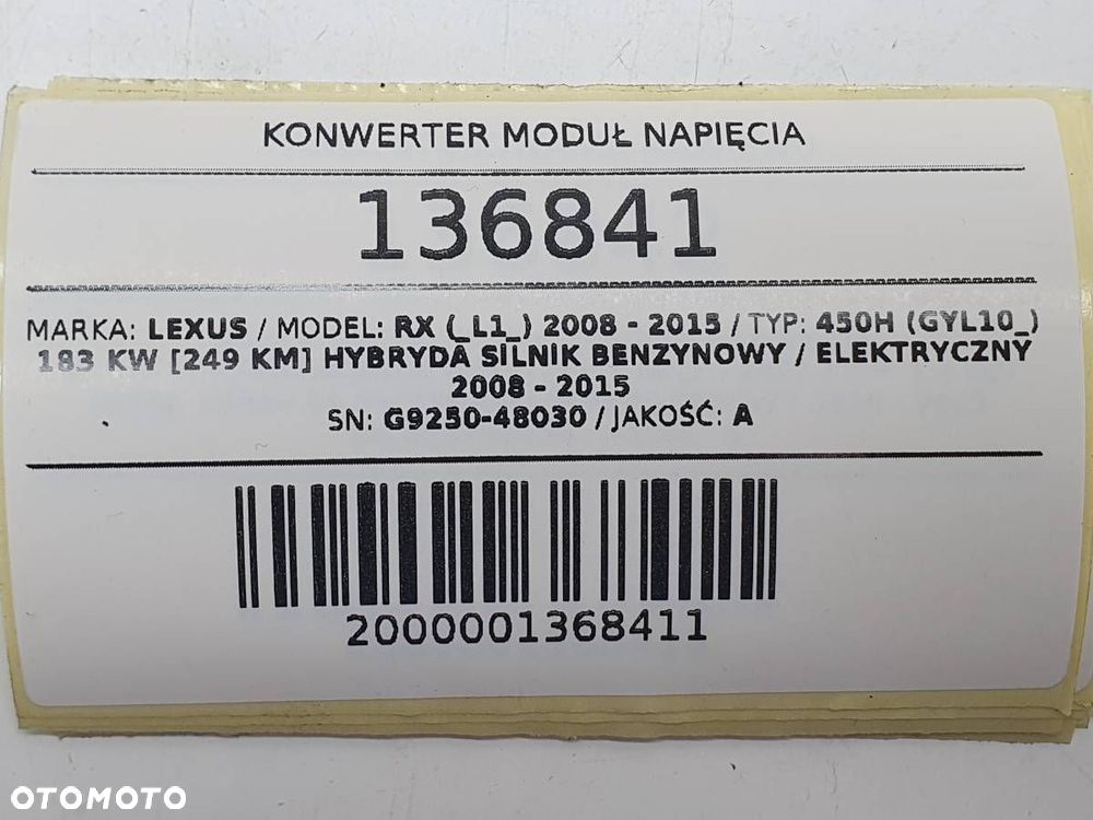KONWERTER MODUŁ NAPIĘCIA LEXUS RX 450H III G9250-48030 - 6