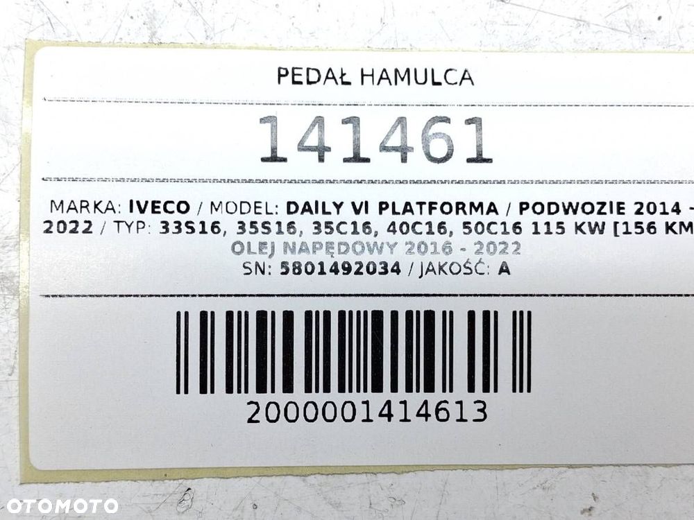 PEDAŁ HAMULCA AUTOMAT IVECO DAILY VI 2019 5801492034 EUROPA - 5