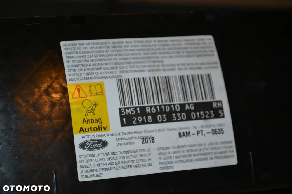 FORD C-MAX FOCUS MK1 PODUSZKA AIRBAG FOLELA PRAWA 3M51-R611D10-AG - 2