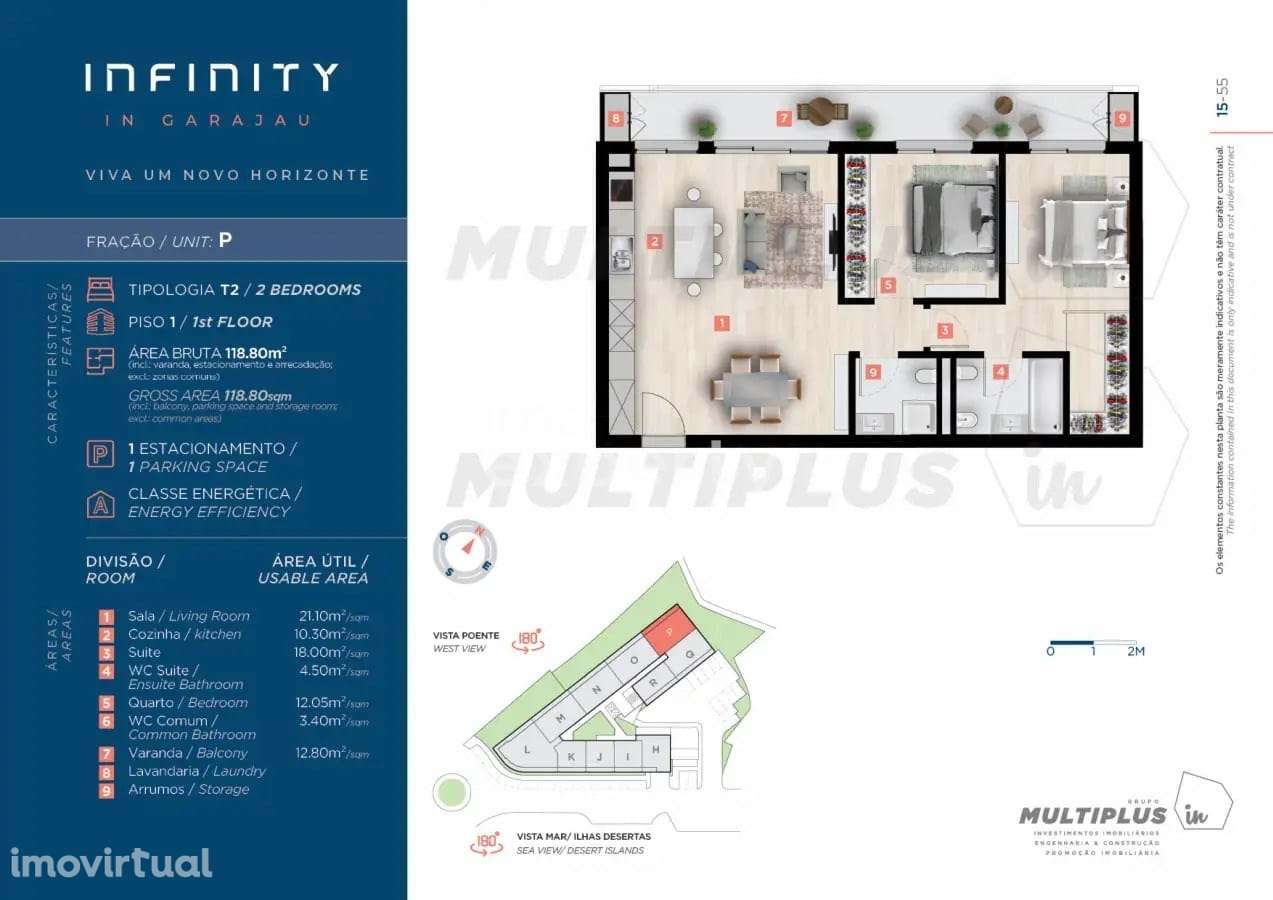 Apartamento T2 P no Piso 1 no Infinity Garajau - Grande imagem: 2/13