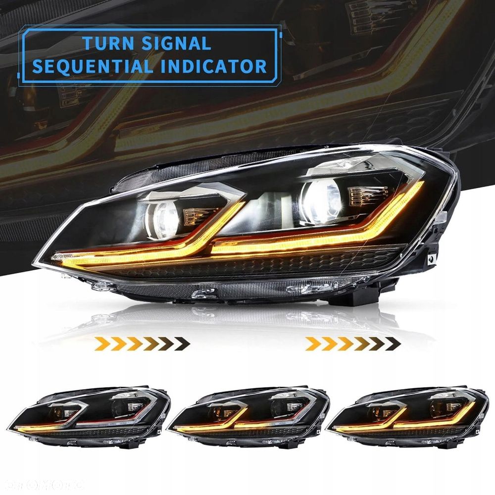 Reflektory Lampy kpl Vland Full Led Neon Tuning Red VW Golf VII 7 5g 2012-7 - 6