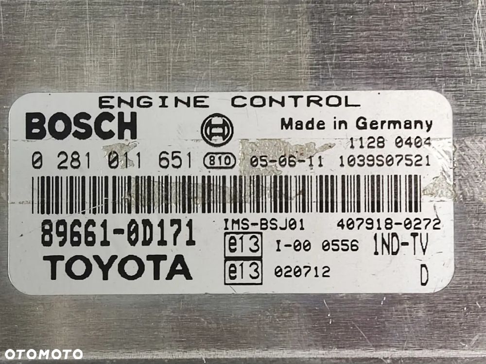 TOYOTA YARIS 1.4D 02-05r Francja Kluczyk Sterownik Silnika Immobilizer - 14