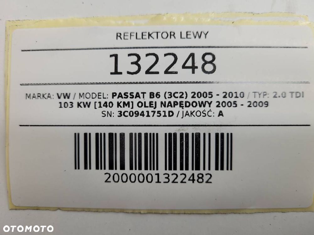 LAMPA PRZÓD PRZEDNIA LEWA XENON VW PASSAT B6 EU 3C0941751D - 12