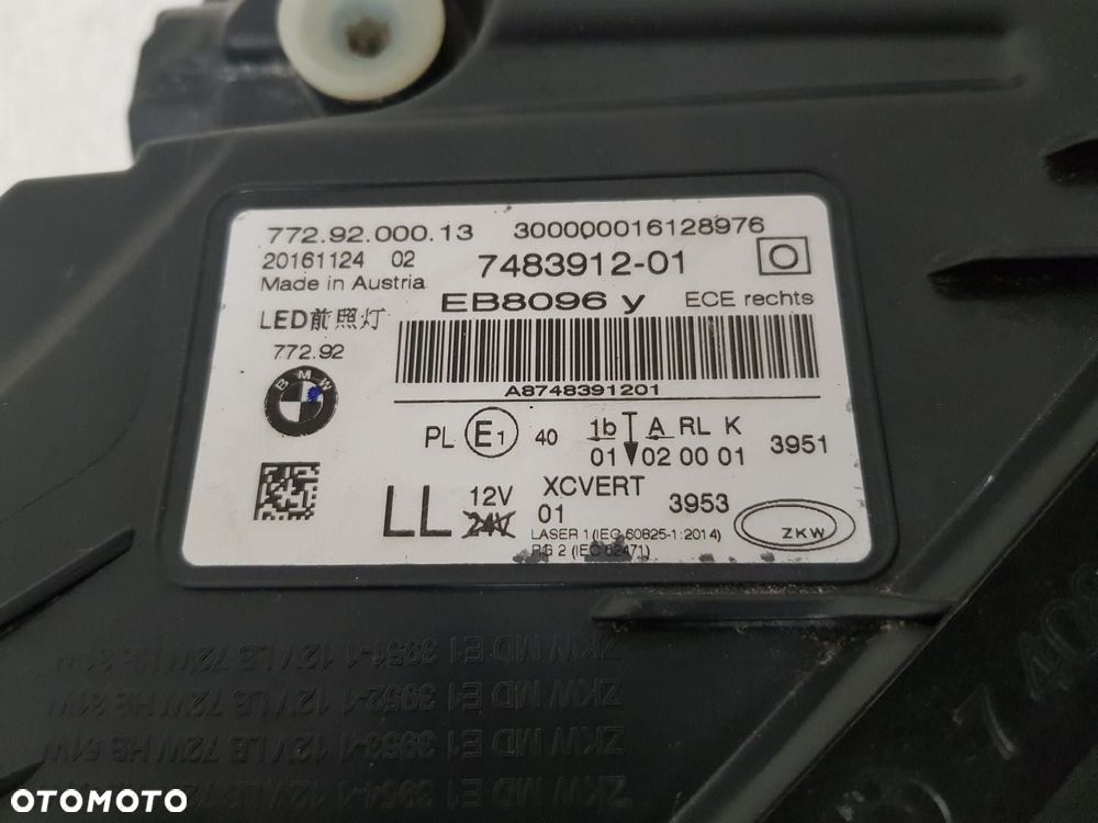 BMW 7 G11 G12 LAMPA PRAWA LASER PRZÓD BMW LASERLIGHT EUROPA  7483912 - 8