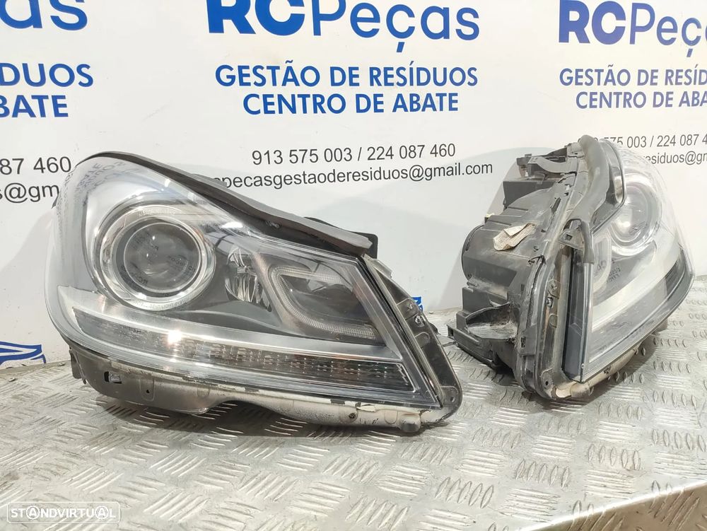 Conjunto Farois Otica Frente Frontal Xenon Originais Mercedes Benz  Class C W204 Facelift - 4