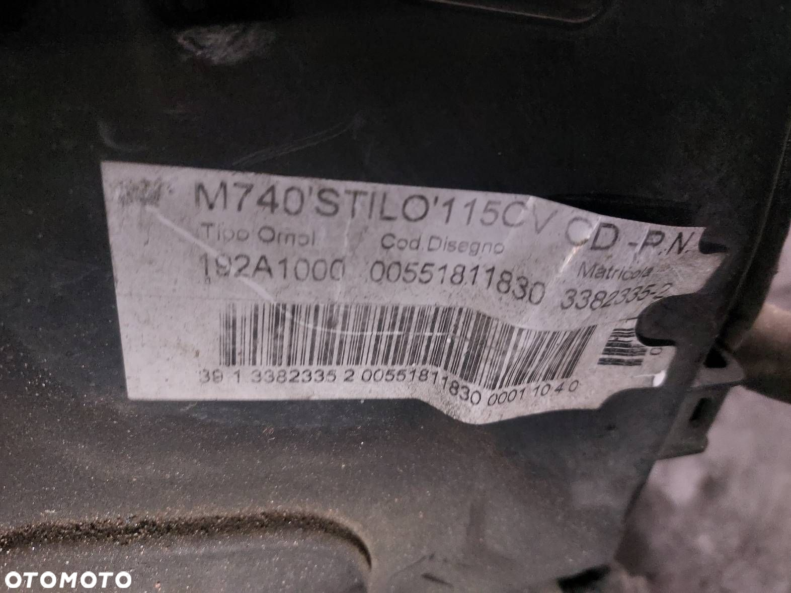 SILNIK DIESEL POMPA WTRYSKI TURBO STILO I 1.9 JTD 192A1000 46786078 - 6