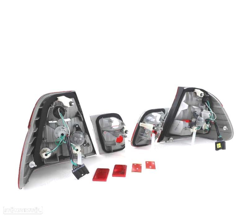 FAROLINS TRASEIROS BMW E46 98-01 VERMELHO BRANCO - 3