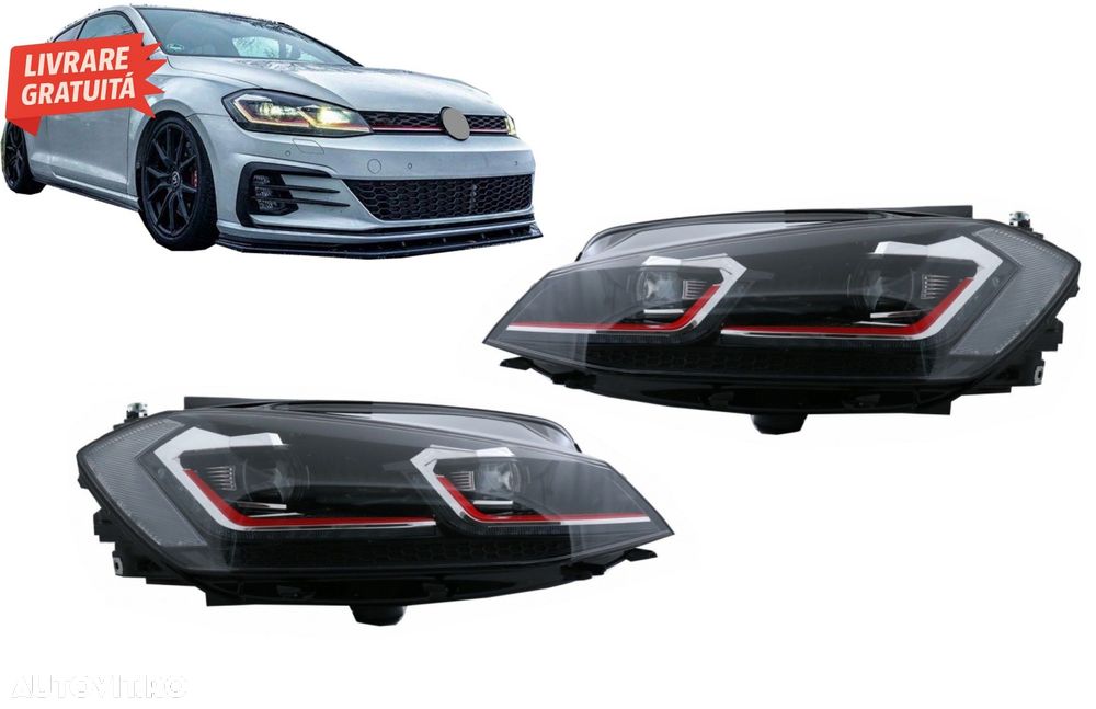 Faruri LED VW Golf 7.5 VII (2017+) GTI Look cu Semnal Dinamic- livrare gratuita - 1