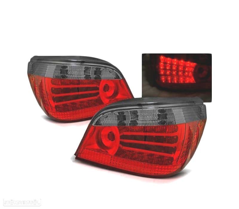 FAROLINS TRASEIROS LED BMW E60 03-07 VERMELHO FUMADO ESCURECIDO - 1
